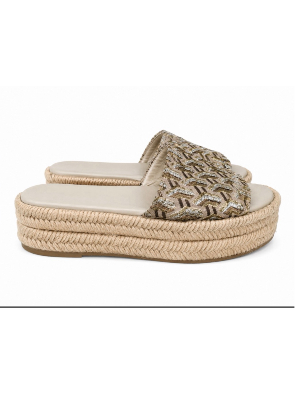 Prada Metallic Jacquard Espadrille Slide Sandals Women’s EU 36 Made in Italy